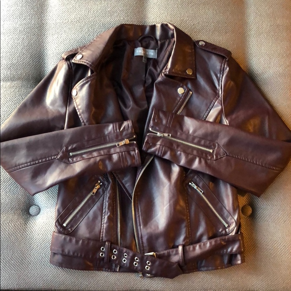 Bagatelle faux leather moto jacket